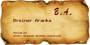 Breiner Aranka névjegykártya